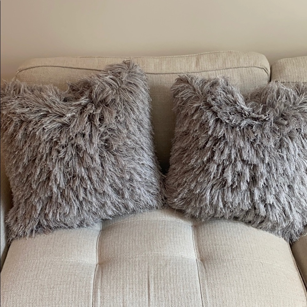 Set of gray throw pillows